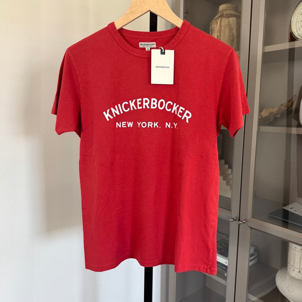 Knickerbocker New York Core Logo Red T-Shirt XS NEW Short Sleeve Cotton Tee NYC
